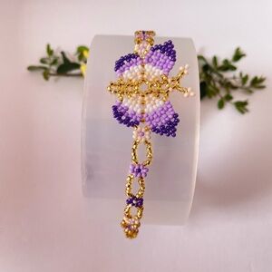 Purple and Gold Beaded Bracelet